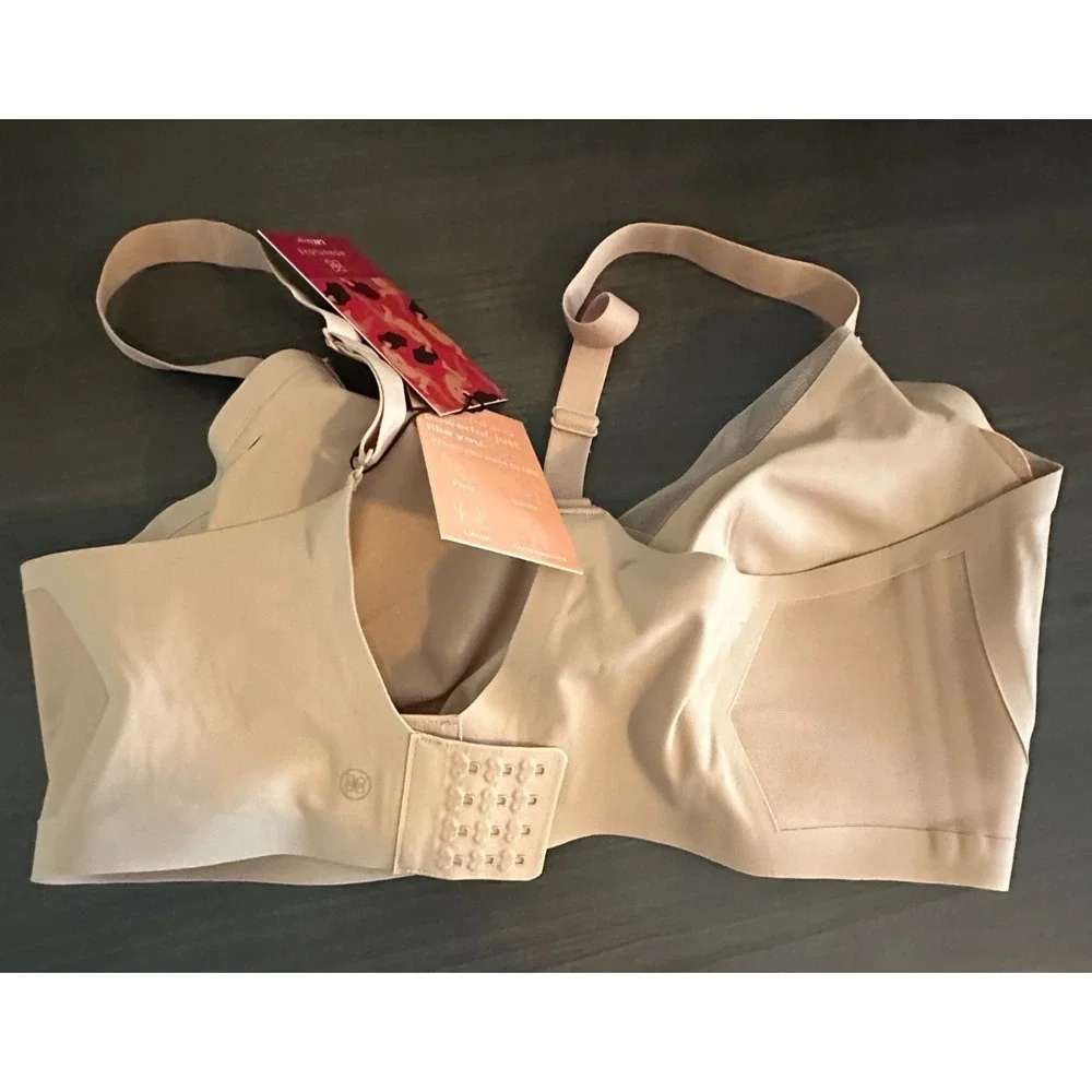 Honeylove LiftWear CrossOver Bra 2X Nude Wireless Support Removable Cup LWBR0301